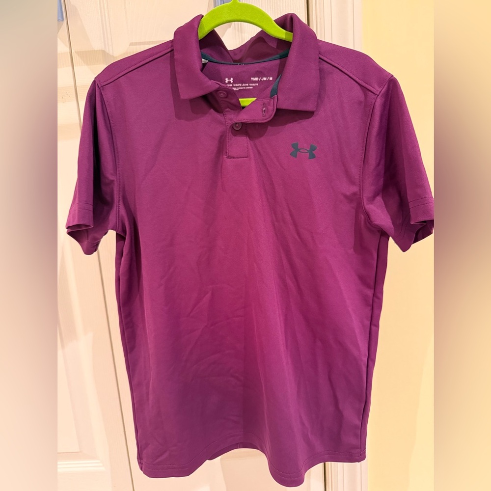 Under Armour- Boys Loose Fit Polo Shirt, Purple, Size M